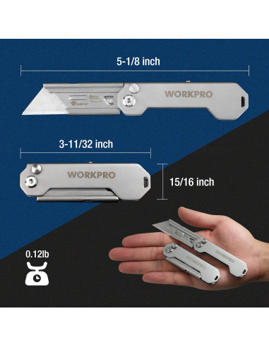 Cuchillo Utility Plegable WORKPRO 3-Pack Acero Inoxidable
