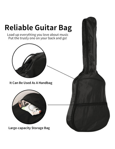 Guitarra acústica 30" negra para principiantes con kit