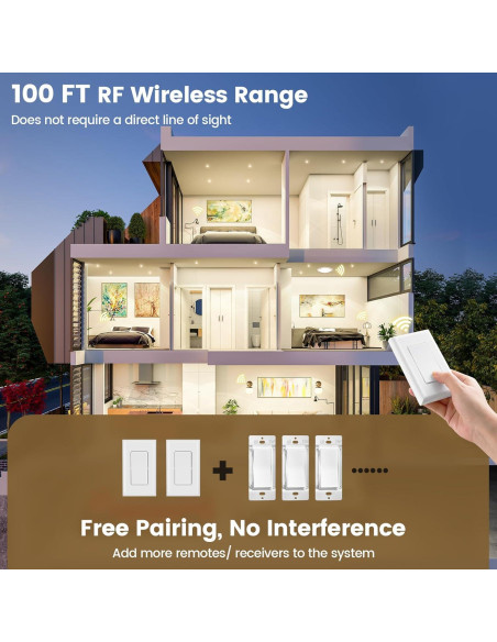Interruptor de Luz Inalámbrico Suraielec 3 Vías 15A 30.48m