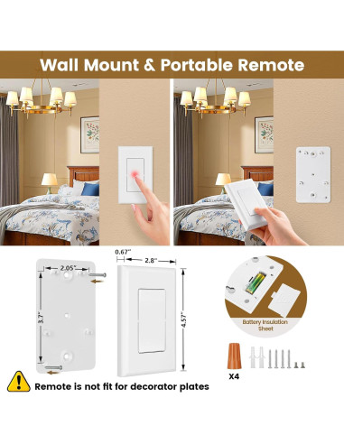 Interruptor de Luz Inalámbrico Suraielec 3 Vías 15A 30.48m