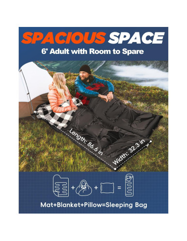 Saco de Dormir Flannel MEREZA XL para Climas Fríos 0-10C