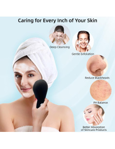 Cepillo Facial Eléctrico ESTANANA Negro - Silicona Impermeable 7 Velocidades 2