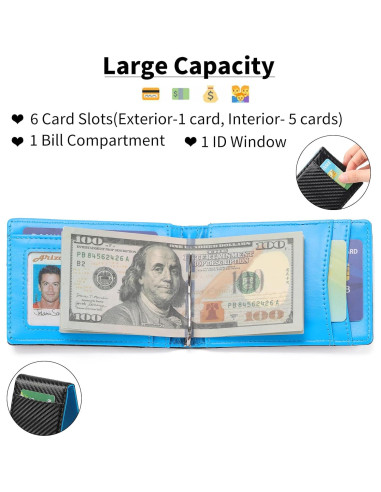 Billetera de Cuero Delgado LOUEBICA con Bloqueo RFID y Clip