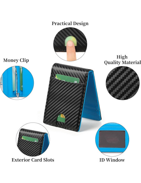 Billetera de Cuero Delgado LOUEBICA con Bloqueo RFID y Clip