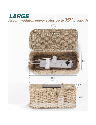 Caja Organizadora de Cables BLUEWEST - Fibra Natural 38.1x15.5cm