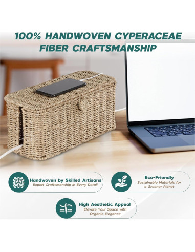 Caja Organizadora de Cables BLUEWEST - Fibra Natural 38.1x15.5cm