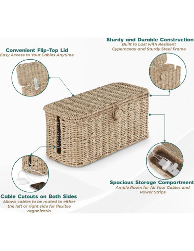 Caja Organizadora de Cables BLUEWEST - Fibra Natural 38.1x15.5cm