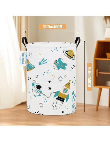Caja de Almacenamiento LANGYASHAN Redonda 50cm Lienzo Astronauta