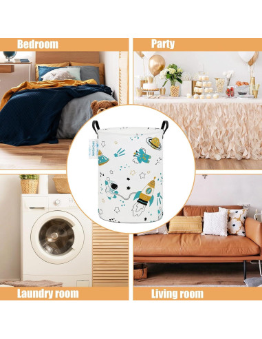 Caja de Almacenamiento LANGYASHAN Redonda 50cm Lienzo Astronauta