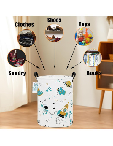 Caja de Almacenamiento LANGYASHAN Redonda 50cm Lienzo Astronauta