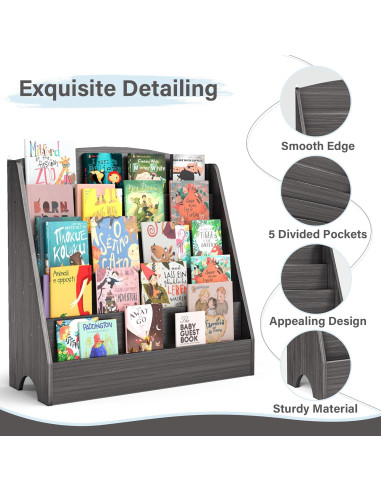 Estantería de Libros para Niños TOETOL 5 Niveles 80 cm Gris