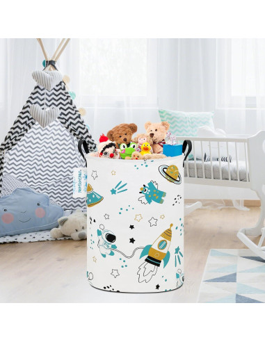 Caja de Almacenamiento LANGYASHAN Redonda 50cm Lienzo Astronauta