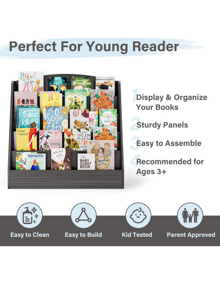Estantería de Libros para Niños TOETOL 5 Niveles 80 cm Gris Estantería de Libros para Niños TOETOL 5 Niveles 80 cm Gris
