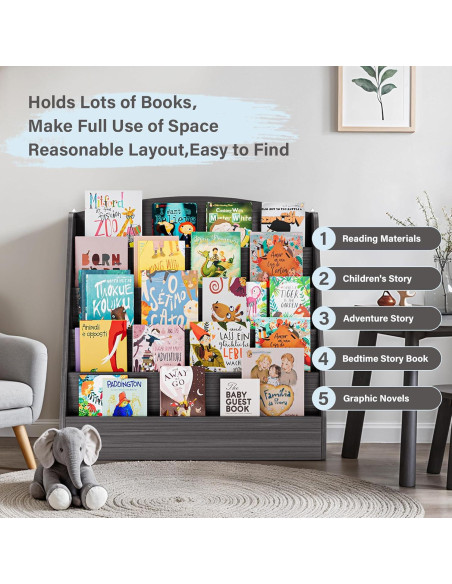 Estantería de Libros para Niños TOETOL 5 Niveles 80 cm Gris Estantería de Libros para Niños TOETOL 5 Niveles 80 cm Gris