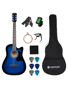 Kit de guitarra acústica Joymusic JG-38C azul para principiantes