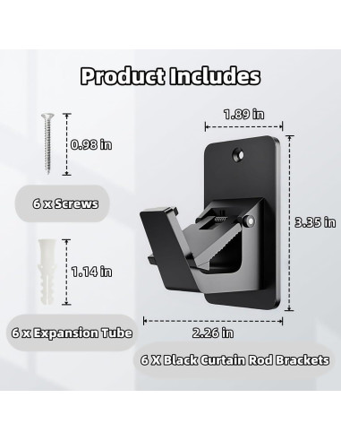 Paquete de 6 Soportes Universales para Varillas de Cortina - Daisyfang