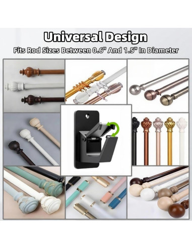 Paquete de 6 Soportes Universales para Varillas de Cortina - Daisyfang