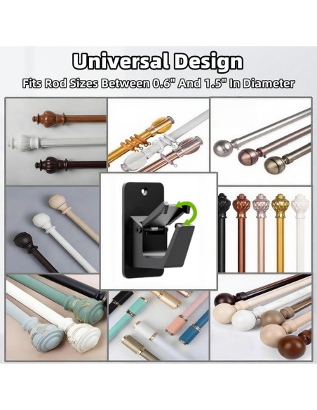 Paquete de 6 Soportes Universales para Varillas de Cortina - Daisyfang