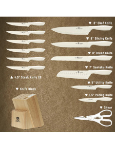 Juego de cuchillos de cocina HUNTER.DUAL 15 Pcs con bloque autoafilable 2