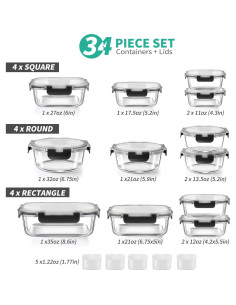 Conjunto de 34 Recipientes de Almacenamiento de Vidrio AMALEKO 2