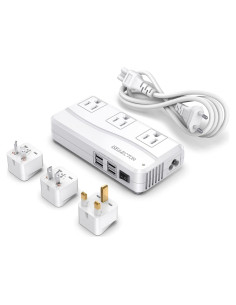 Adaptador de Viaje ISELECTOR 220V a 110V 6A 4 USB 3 AC