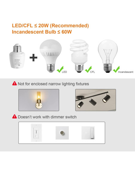 Portalámparas Inalámbrico SURAIELEC E26/E27 con Control Remoto