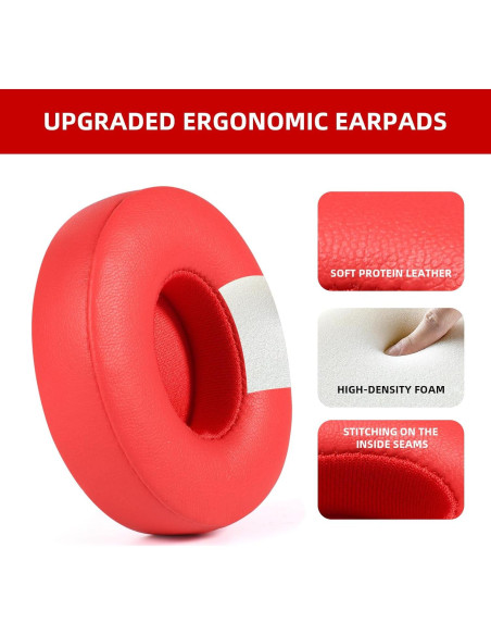 Almohadillas de Reemplazo GMUDA para Auriculares Beats Solo 3/2 - Rojo Cítrico