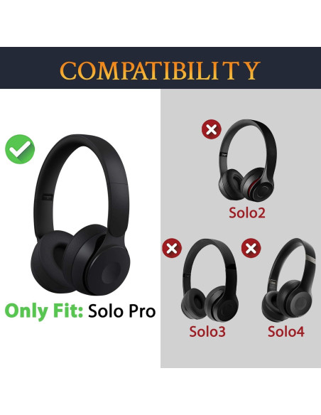 Almohadillas de Repuesto SOULWIT para Auriculares Beats Solo Pro - Negro