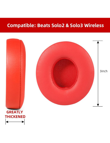 Almohadillas de Reemplazo GMUDA para Auriculares Beats Solo 3/2 - Rojo Cítrico
