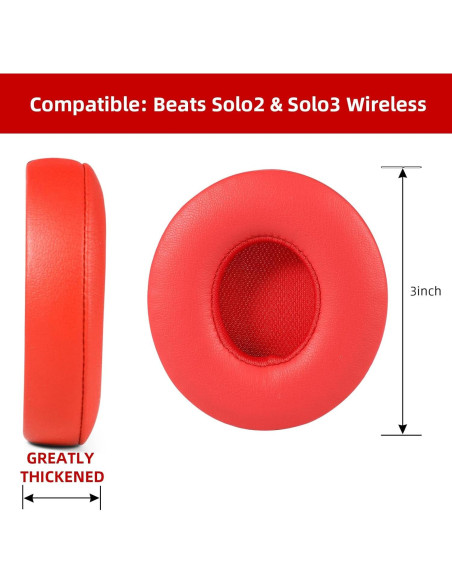 Almohadillas de Reemplazo GMUDA para Auriculares Beats Solo 3/2 - Rojo Cítrico