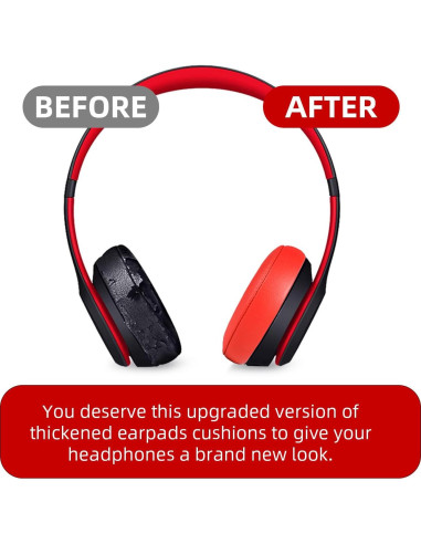 Almohadillas de Reemplazo GMUDA para Auriculares Beats Solo 3/2 - Rojo Cítrico