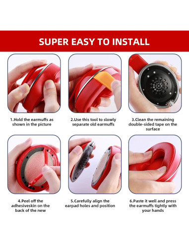 Almohadillas de Reemplazo GMUDA para Auriculares Beats Solo 3/2 - Rojo Cítrico