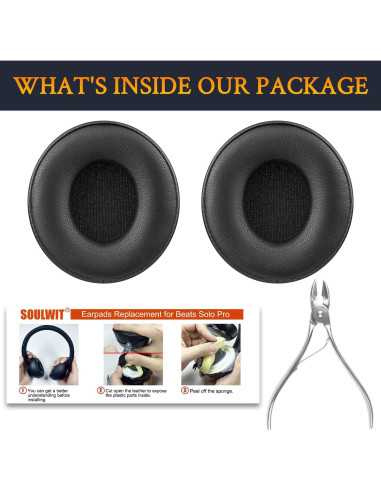 Almohadillas de Repuesto SOULWIT para Auriculares Beats Solo Pro - Negro
