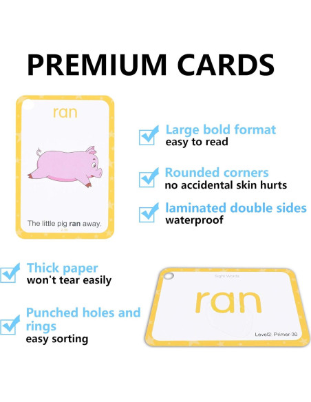 Tarjetas de Palabras de Vista Dolch Conzy - 220 Tarjetas Educativas