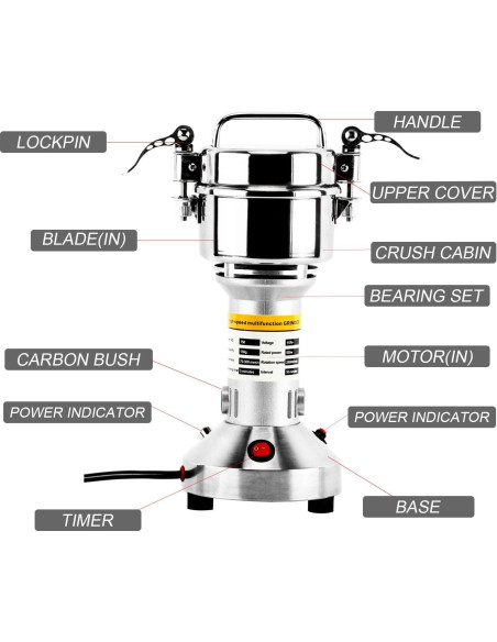 Molinillo Eléctrico de Granos DasMarine 150g 850W Acero Inoxidable