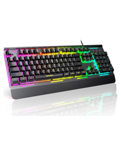 Teclado Gaming TECKNET USB Retroiluminado 7 Colores Silencioso