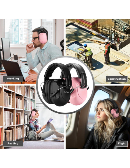 Auriculares de Reducción de Ruido ProCase NRR 28dB - 2 Paquetes Rosa y Negro