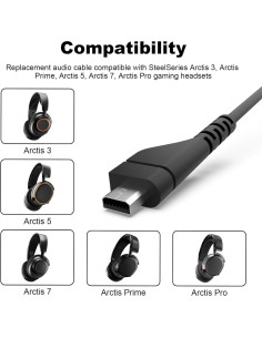 Cable de Audio de Reemplazo Zosvoses para Auriculares SteelSeries Arctis 1.5 m 2