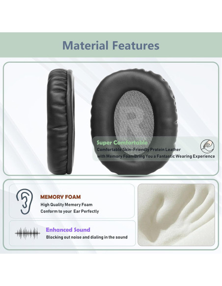Almohadillas de Reemplazo XRHTONG para Auriculares Gaming Sound BlasterX H5 H7 - Cuero y Espuma