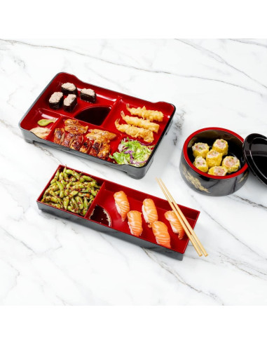 Bandeja Bento Tek 35.4 cm con 2 Compartimentos - Restaurantware