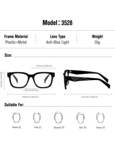 Gafas bloqueadoras luz azul Kimorn, protección UV, marco negro 2