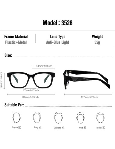 Gafas bloqueadoras luz azul Kimorn, protección UV, marco negro