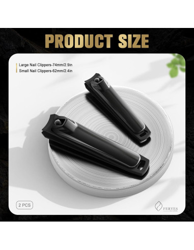 Juego de Cortauñas FERYES 2 Piezas Negro - Aseo de Precisión