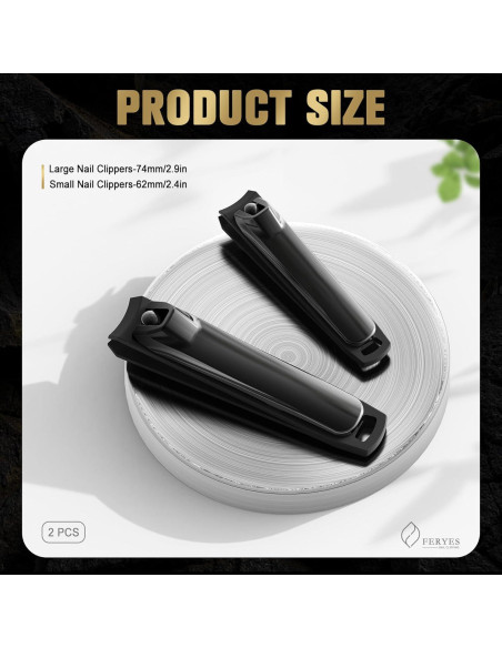 Juego de Cortauñas FERYES 2 Piezas Negro - Aseo de Precisión