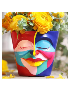 Maceta Abstracta GUGUGO 14 cm con Drenaje - Colores Arcoíris