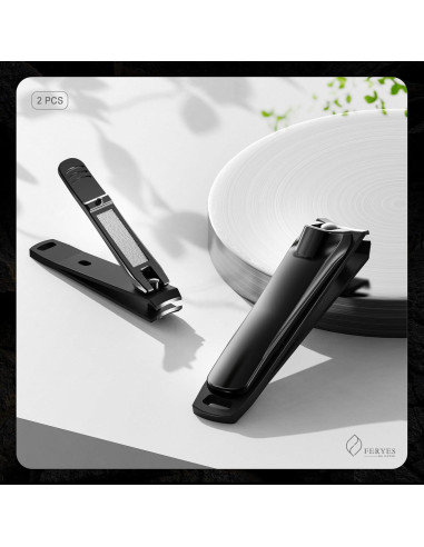 Juego de Cortauñas FERYES 2 Piezas Negro - Aseo de Precisión