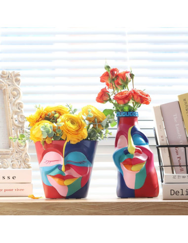 Maceta Abstracta GUGUGO 14 cm con Drenaje - Colores Arcoíris