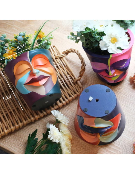 Maceta Abstracta GUGUGO 14 cm con Drenaje - Colores Arcoíris