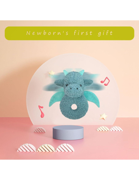 Sonajero de Peluche Dragón Cian Doindute 15.24 cm Sonajero de Peluche Dragón Cian Doindute 15.24 cm