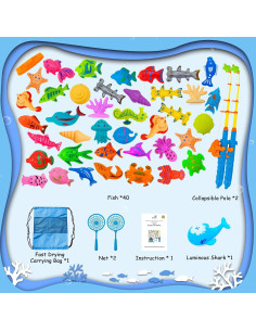 Juego de Juguetes de Pesca Magnética Kiditos 46 PCS para Baño 2
